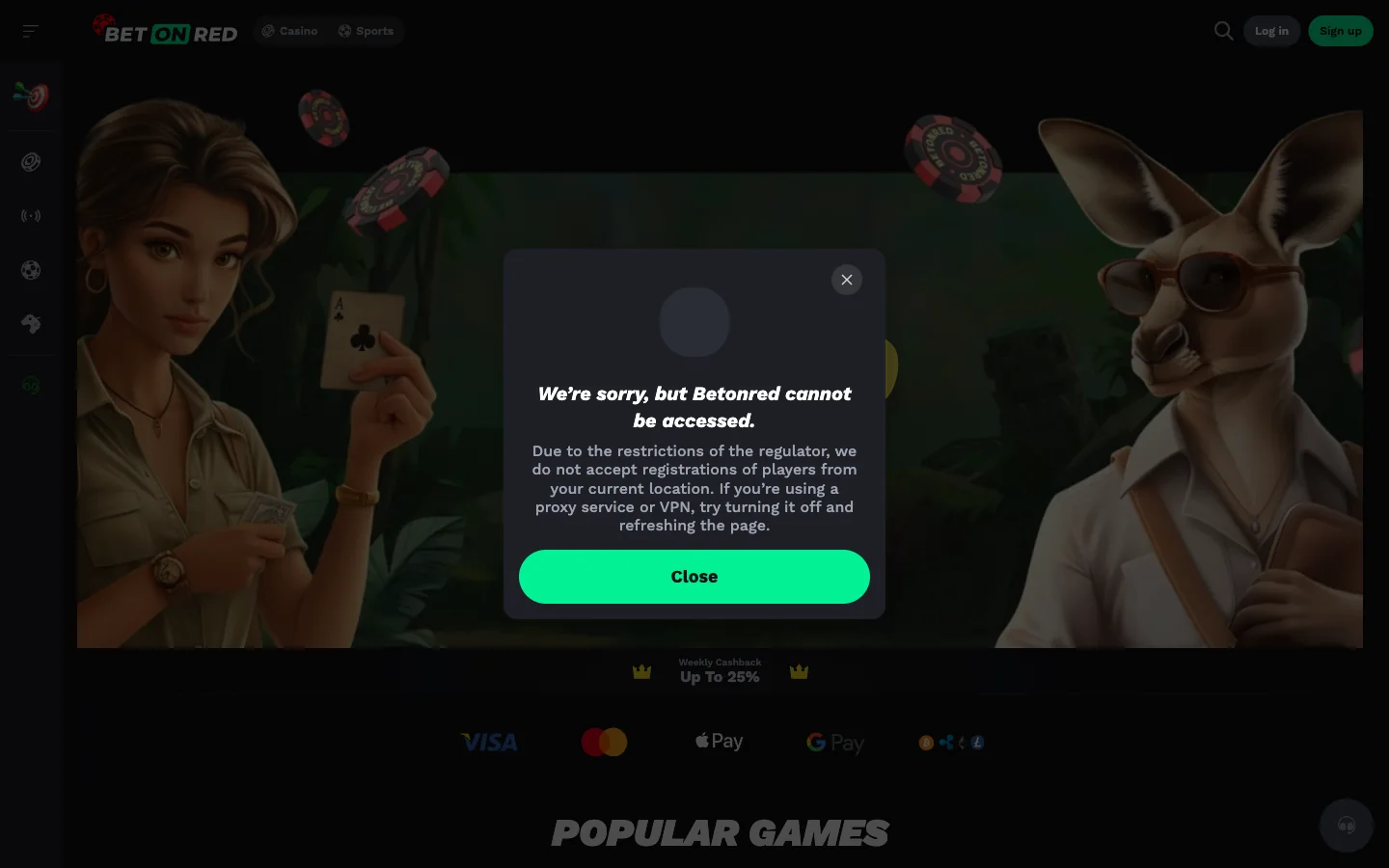 BetOnRed Casino sign up form for Australian players, where the account details and AUD currency are set